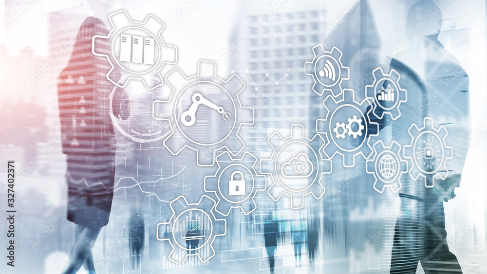 Fototapeta premium Technology innovation and process automation. Smart industry 4.0.