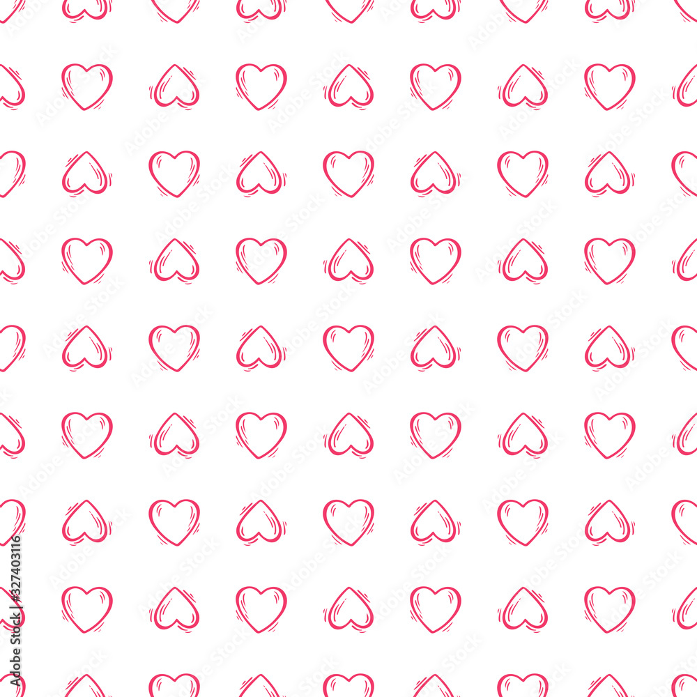 Valentines day background. Heart Vector Seamless pattern. Love and wedding, design. Hand drawn doodle Hearts