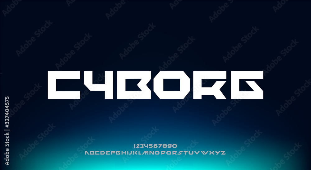 Cyborg, an abstract technology science alphabet font. digital space typography vector illustration design	