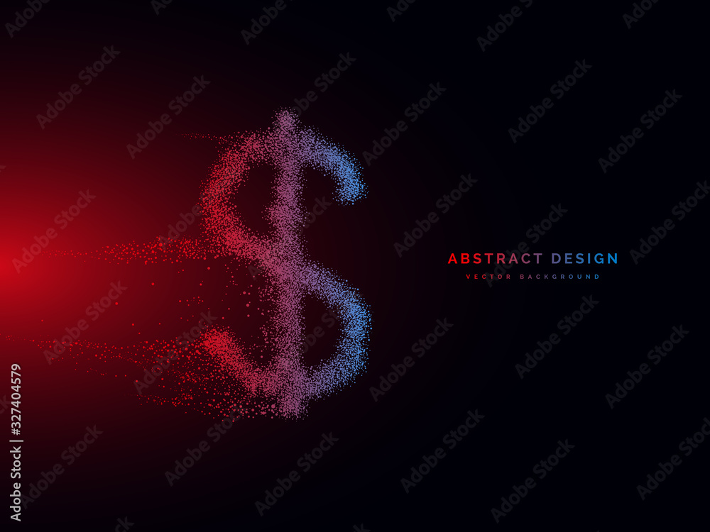 USD money icon. Shape from dots, particle style design. Illustration vector