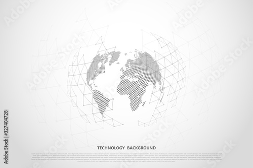 Global network connection.Abstract background technology graphic design. Network wireless systems and internet . Big data .Global network high speed connection data rate technology