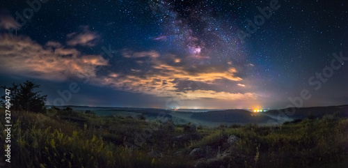 starry panorama in the mountains
