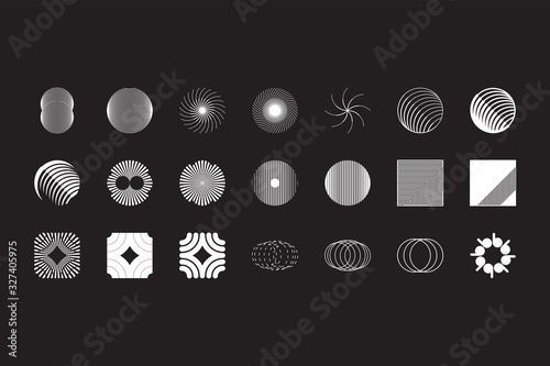 Universal Geometric Shapes Set. Design Forms on Black Background