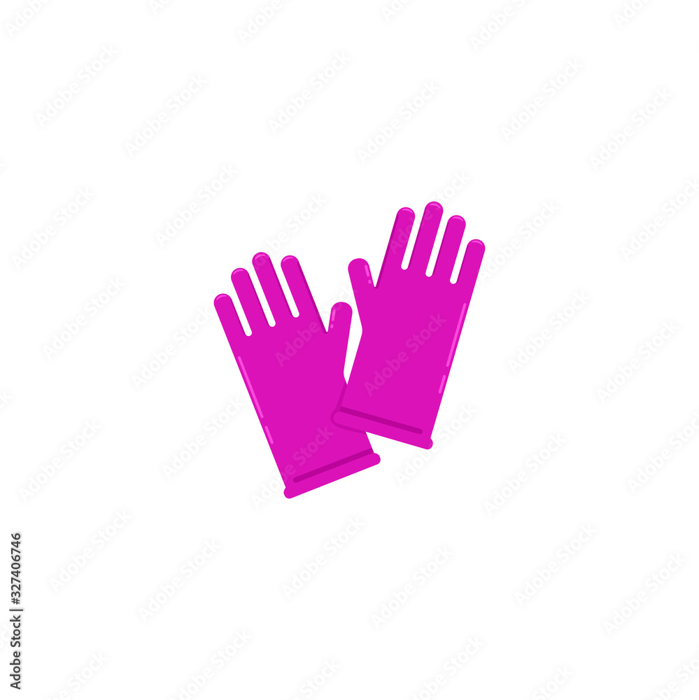 Obraz premium Latex or nitrile medical rubber gloves vector icon on white isolated background.