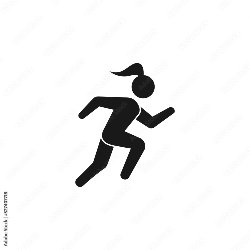 Running woman, athletics, marathon, summer sport, run icon isolated on white background