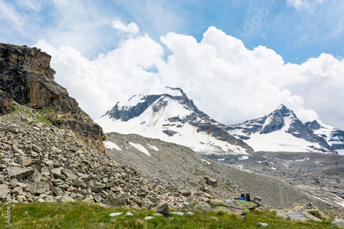 Spectacular mountain landscape with clouds starting to cover the sky.