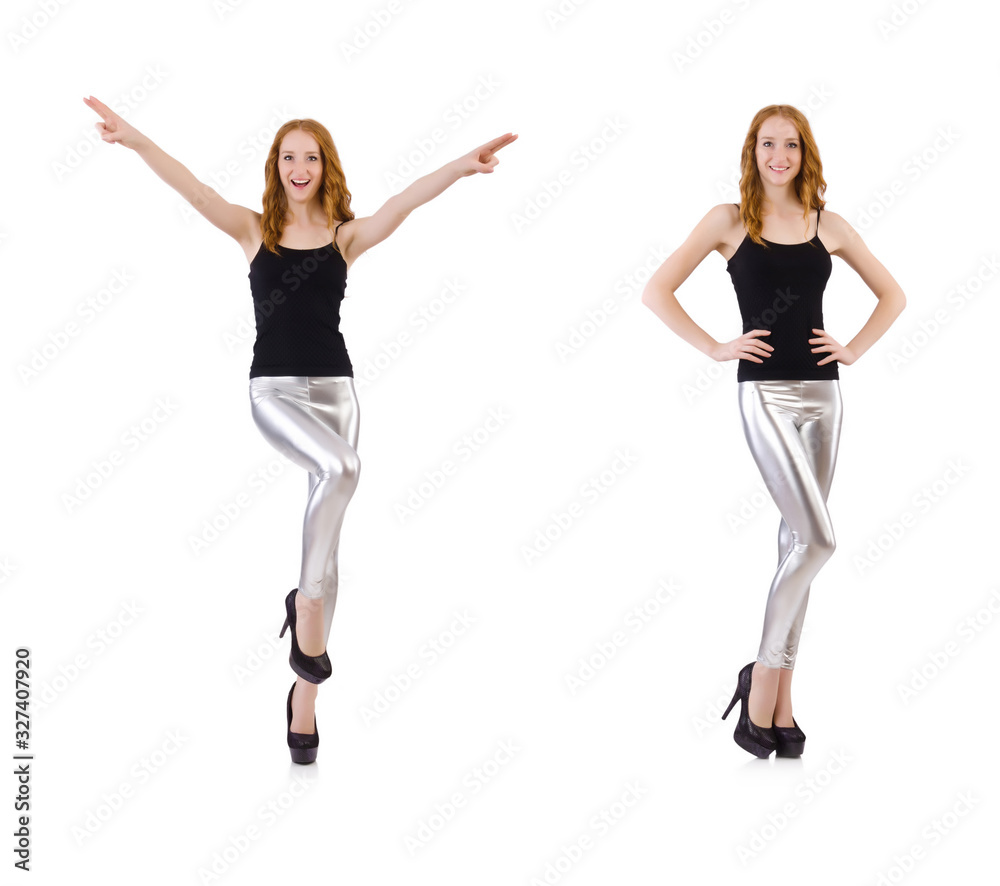 Young redhead girl in tight leggings Young redhead girl in tight leggings