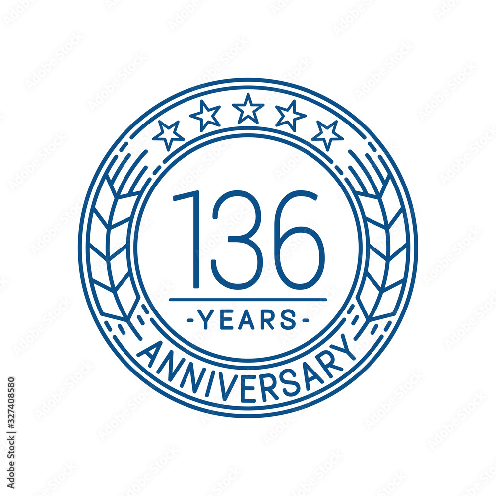 136 years anniversary celebration logo template. Line art vector and illustration.