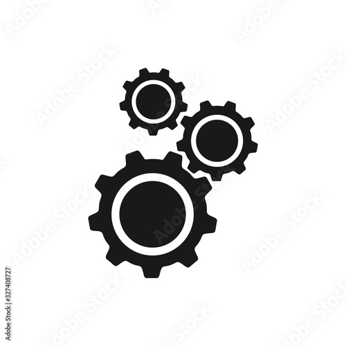 gear icon vector,Cogwheel group black icon, flat design isolated on white background