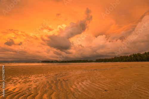 Tropical beach in sunset