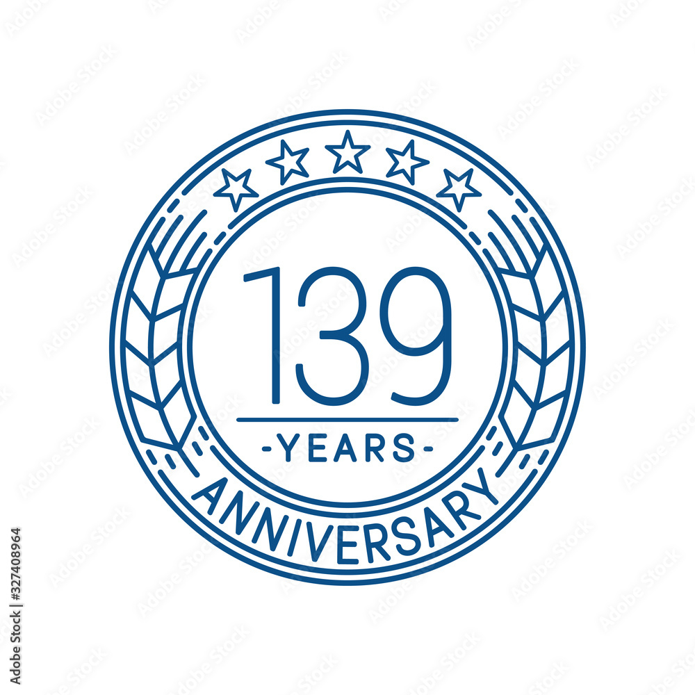 139 years anniversary celebration logo template. Line art vector and illustration. 139 years anniversary celebration logo template. Line art vector and illustration.