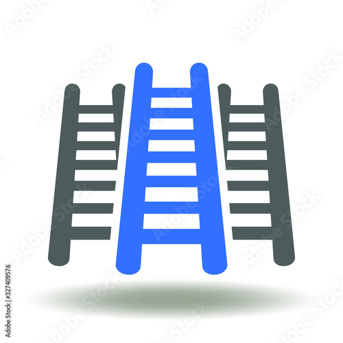 Ladder business success logo. Stairs career icon vector. Challenge achievement successful leadership mission sign.