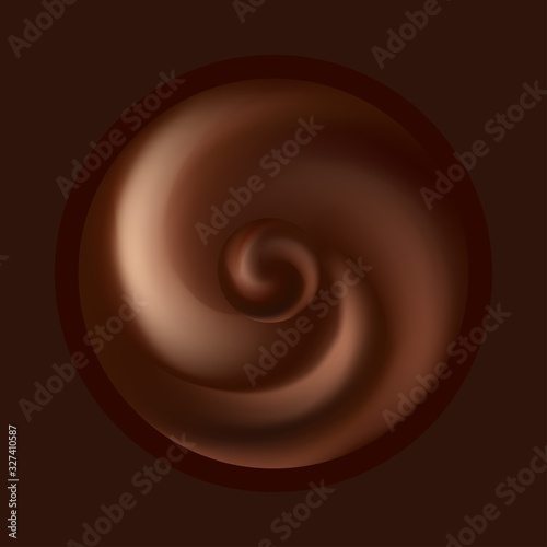 Chocolate swirl, wave flow. Abstract vector background.