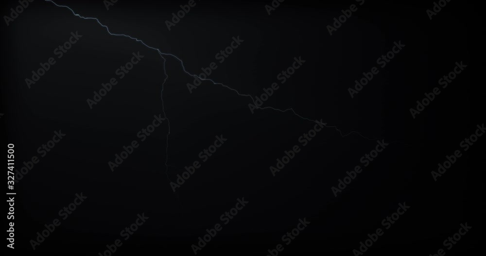 Lightning strikes on a black background with realistic reflections