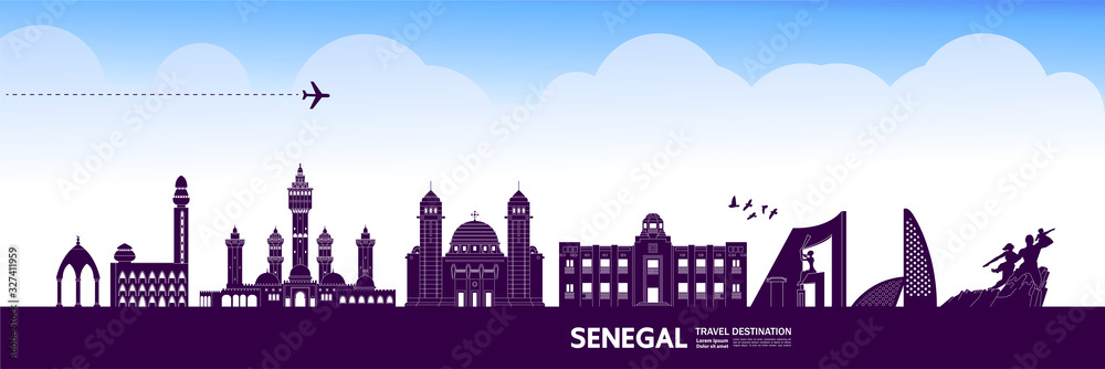 Senegal travel destination grand vector illustration.  - obrazy, fototapety, plakaty 