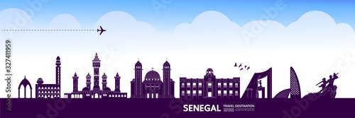 Tableau sur toile Senegal travel destination grand vector illustration.