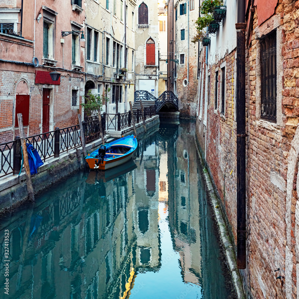 view of canal and boat in Venice