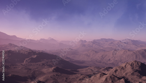 3d generated fantasy landscape of lonely desert mountains © britaseifert