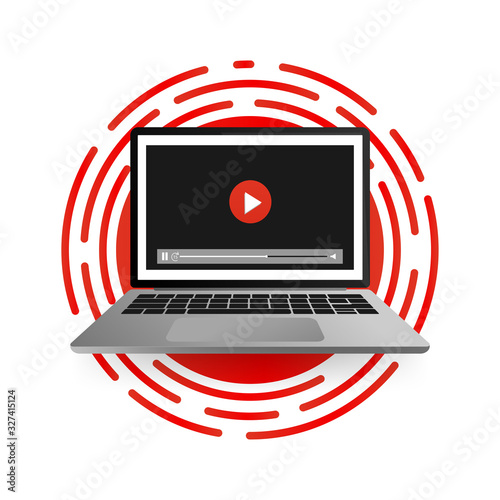Concept live webcast for web page, banner. Watch video online. Vector illustration.