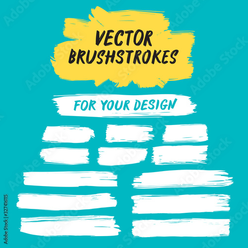Vector set of grungy hand drawn paint brush strokes