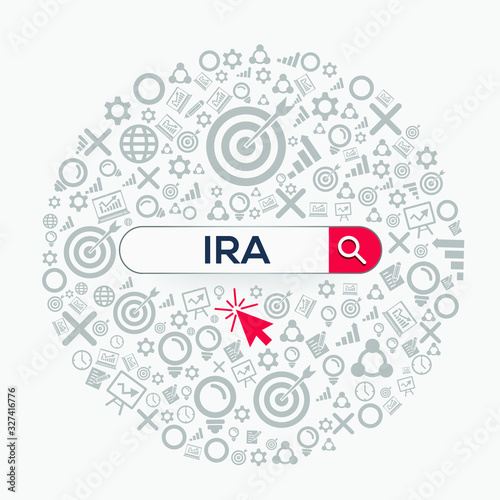 IRA mean (individual retirement account) Word written in search bar ,Vector illustration.