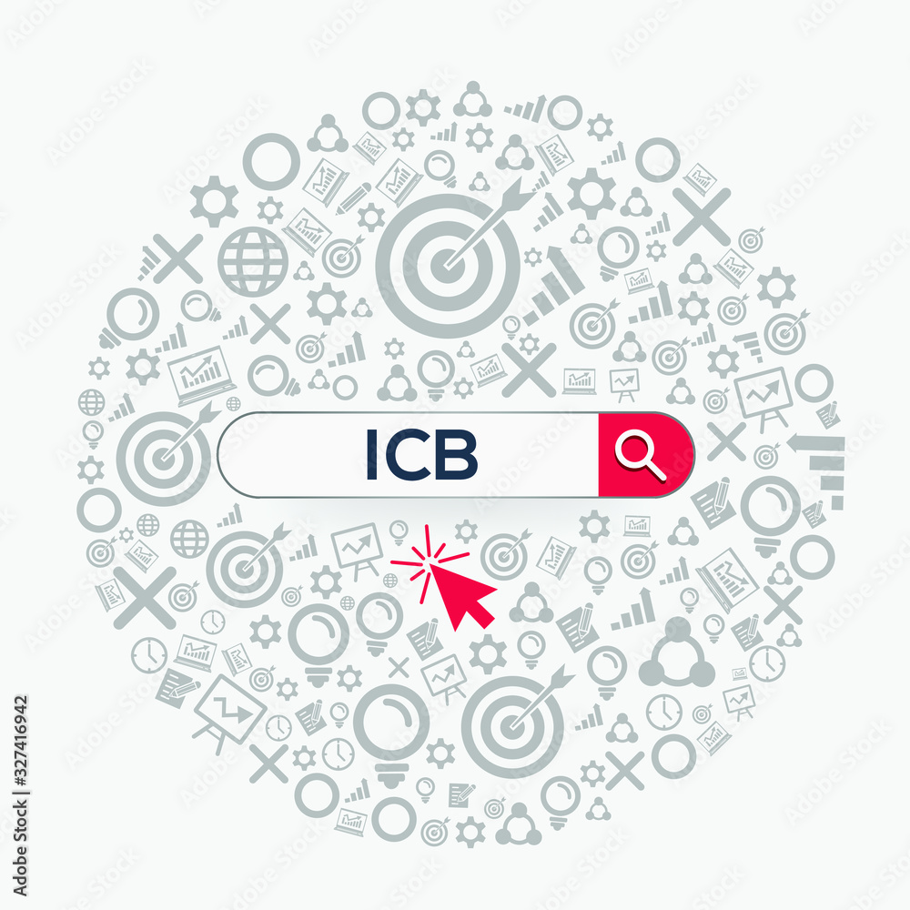 ICB mean (industry classification benchmark) Word written in search bar ,Vector illustration