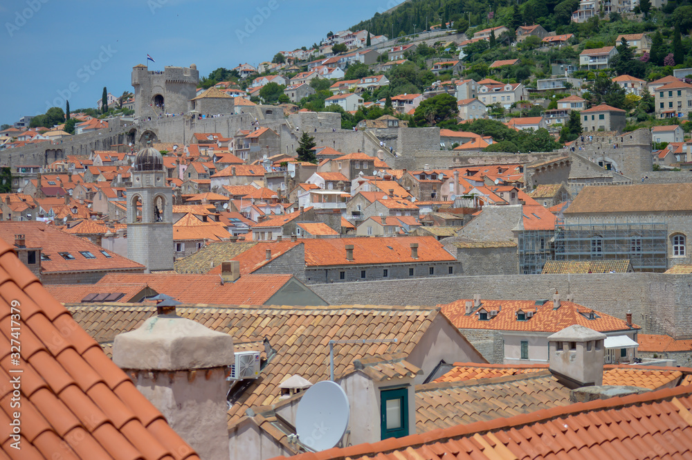 Red rooftops of town Dubrovnik on June 18, 2019. Some episodes of the Game of Thrones filmed there. Red rooftops of town Dubrovnik on June 18, 2019. Some episodes of the Game of Thrones filmed there.