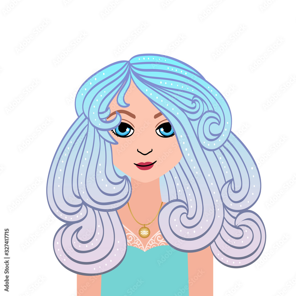Astrology symbol of zodiac sign Aquarius in doodle style