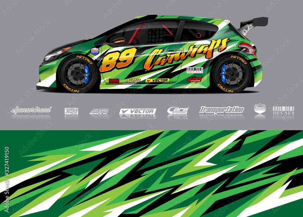 Car decal design vector. Graphic abstract stripe racing background designs for vehicle, race, rally, adventure and car racing livery.
