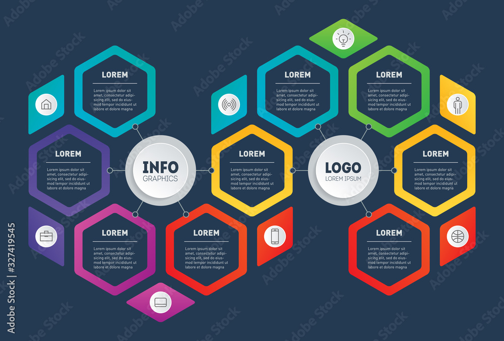 Bright, original infographics for your projects. Business presentation concept with 9 options. Brochure design template. Vector Diagram. Info graphic of technology or education process with nine steps Bright, original infographics for your projects. Business presentation concept with 9 options. Brochure design template. Vector Diagram. Info graphic of technology or education process with nine steps