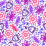 Abstract flower and foliage seamless pattern.Organic wallpaper,nature background for textile,banner,poster.Vector illustration