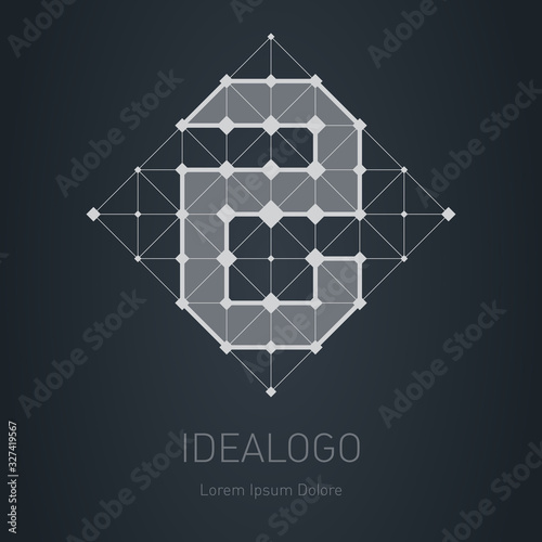 Modern stylish low poly logo with number 2. Low-poly Design element with squares, triangles and rhombus. Vector Lowpoly logotype template.