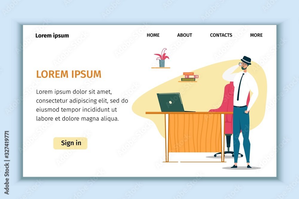 Responsive Landing Page with Businessman at Office Responsive Landing Page with Businessman at Office