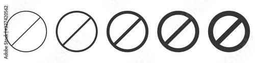 Set of prohibition sign. Stop symbol. Black ban icon