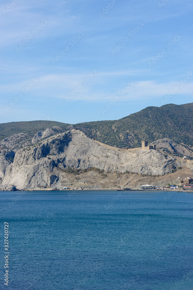 Fototapeta premium View of ancient Genoese fortress in Sudak, Crimea, Russia.