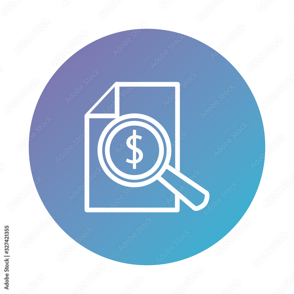 money dollar symbol in document with magnifying glass degraded style money dollar symbol in document with magnifying glass degraded style