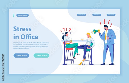 Stress in Office. Landing Page with Copy Space