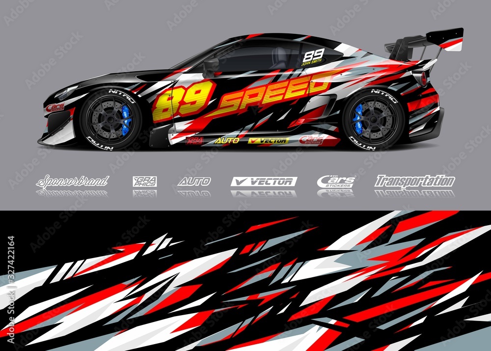 Car decal design vector. Graphic abstract stripe racing background designs for vehicle, race, rally, adventure and car racing livery. Car decal design vector. Graphic abstract stripe racing background designs for vehicle, race, rally, adventure and car racing livery.