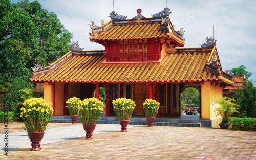 Pagoda at Ming Mang tomb in Hue Vietnam