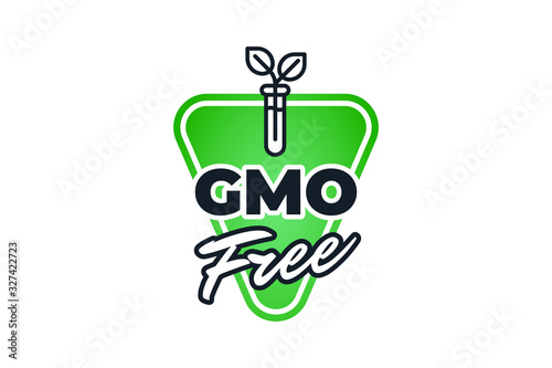GMO free green label for allergy diet control emblem. Vegetarian ingredient organic healthy no genetically modified organism food badge. Vector natural eco product symbol eps illustration