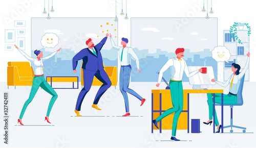 Successful Friendly Team Flat Vector Illustration