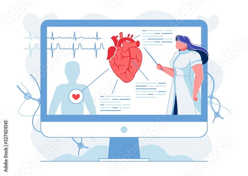 Heart Anatomy Explanation Flat Vector Illustration