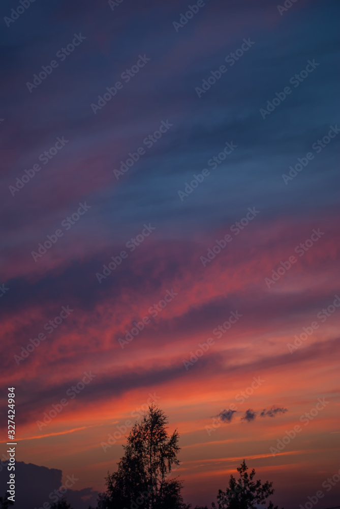 The sky in the colors of the evening sunset