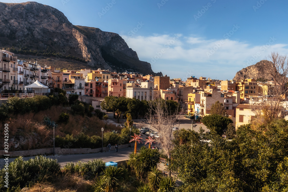 Coastal Town of Santa Flavia on a warm spring day