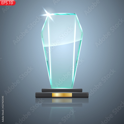 Glass Trophy Award. First place Prize plaque