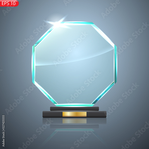 Glass Trophy Award. First place Prize plaque