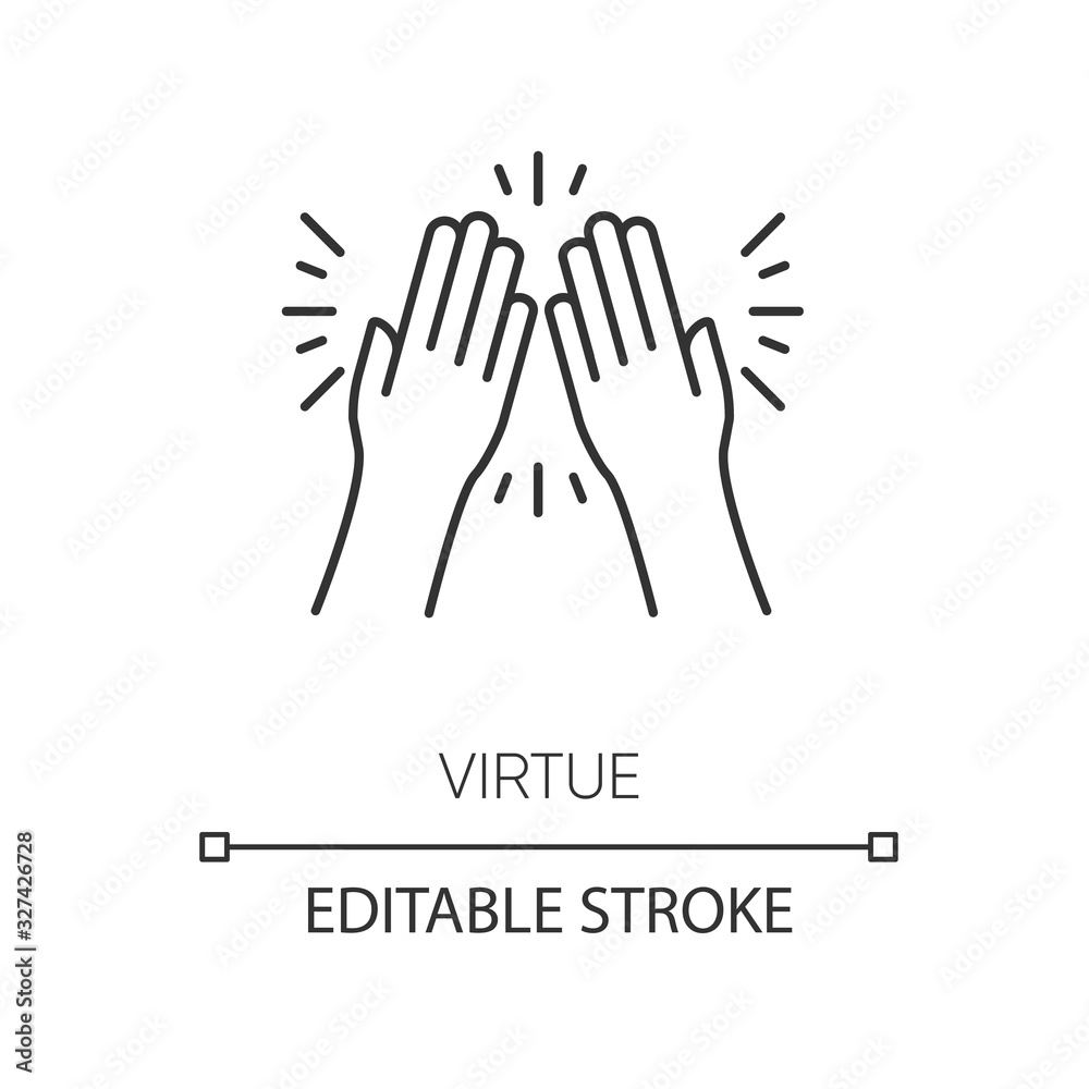 Virtue pixel perfect linear icon. Thin line customizable illustration. Selfless care, concern contour symbol. Charity relief, voluntary support. Vector isolated outline drawing. Editable stroke Virtue pixel perfect linear icon. Thin line customizable illustration. Selfless care, concern contour symbol. Charity relief, voluntary support. Vector isolated outline drawing. Editable stroke