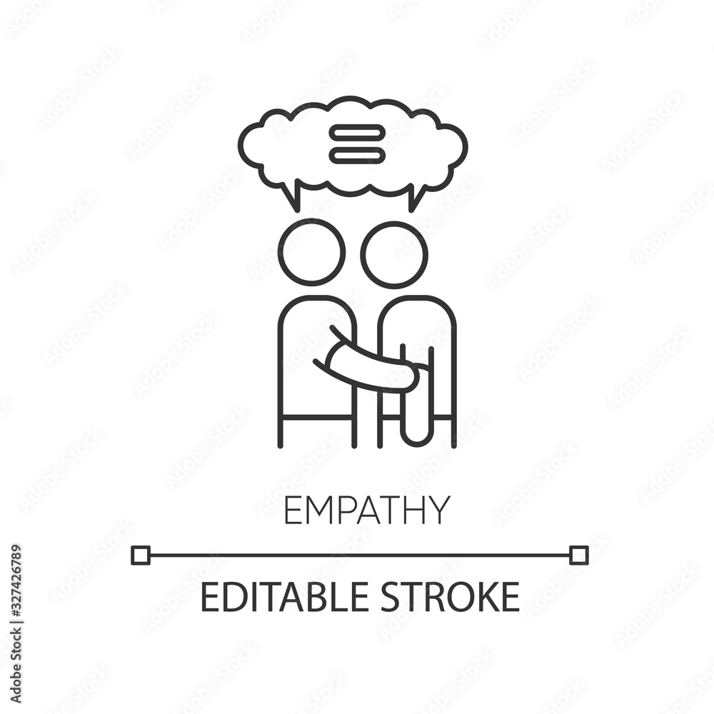 Empathy pixel perfect linear icon. Thin line customizable illustration. Strong emotional bond, interpersonal understanding, friendship contour symbol. Vector isolated outline drawing. Editable stroke Empathy pixel perfect linear icon. Thin line customizable illustration. Strong emotional bond, interpersonal understanding, friendship contour symbol. Vector isolated outline drawing. Editable stroke
