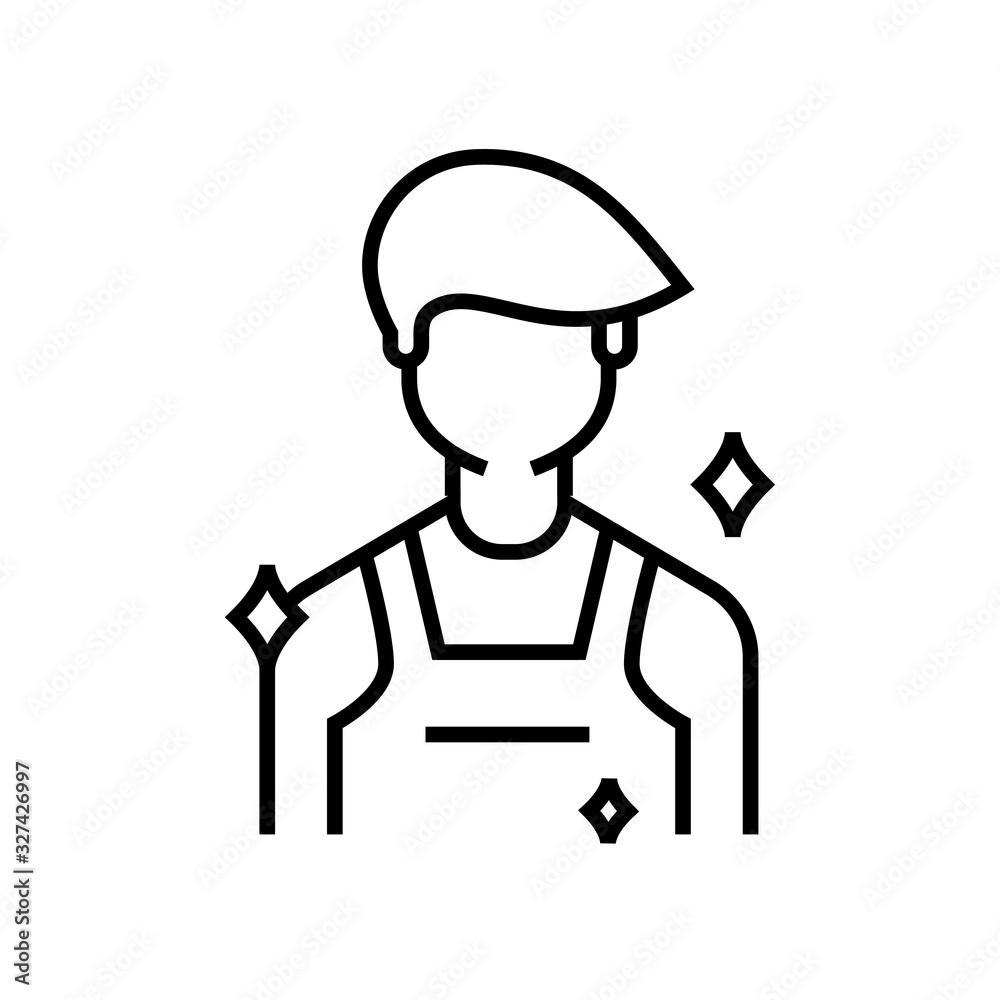 Janitor line icon, concept sign, outline vector illustration, linear symbol.