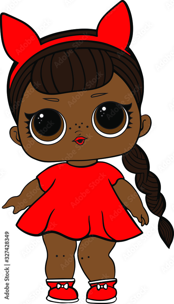 Plakat Funny black doll in red dress decoration for baby T-shirt
